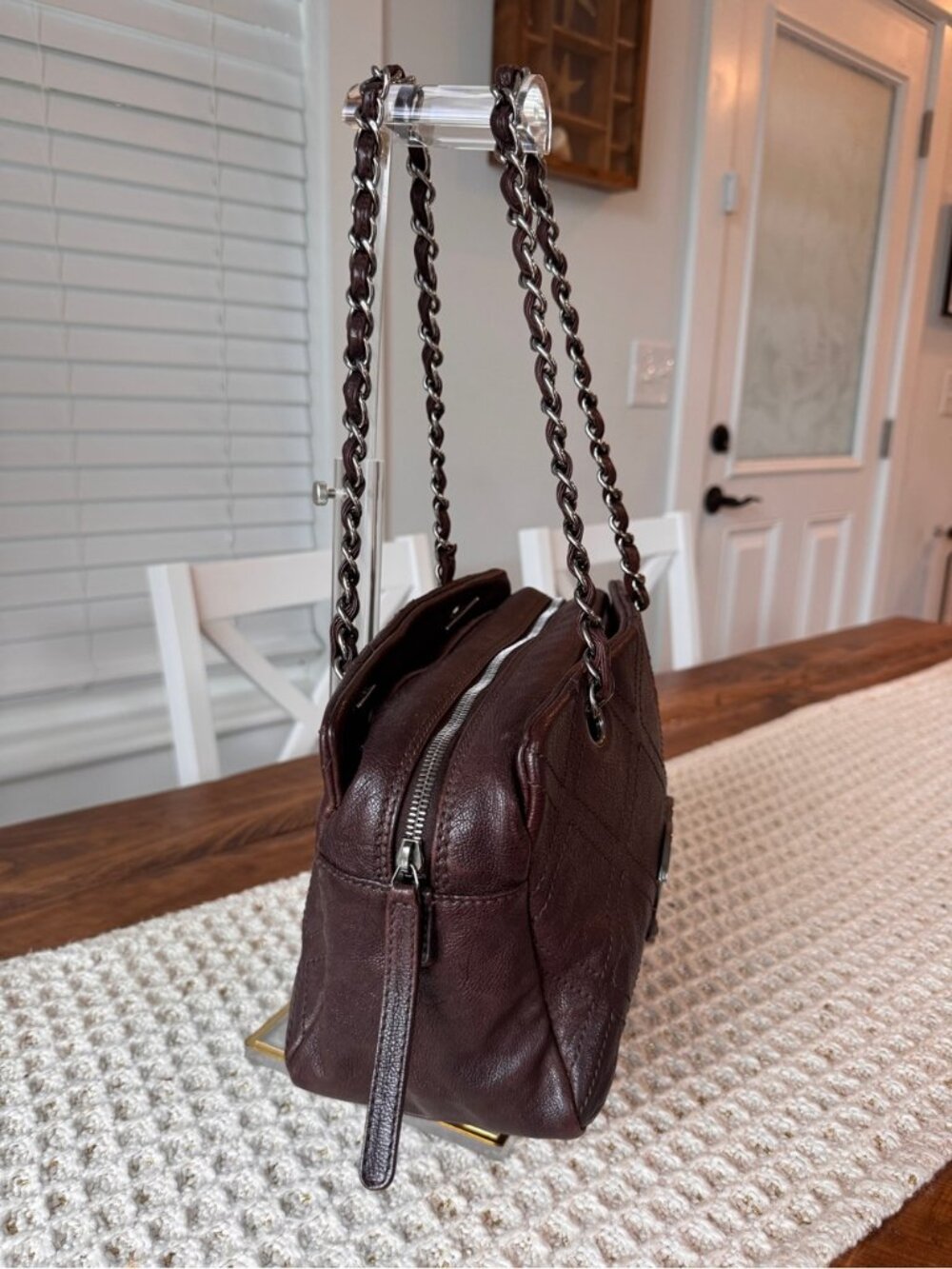 CHANEL Vintage Brown Caviar Leather Shoulder Bag COA INCLUDED Good - Picture 4 of 12